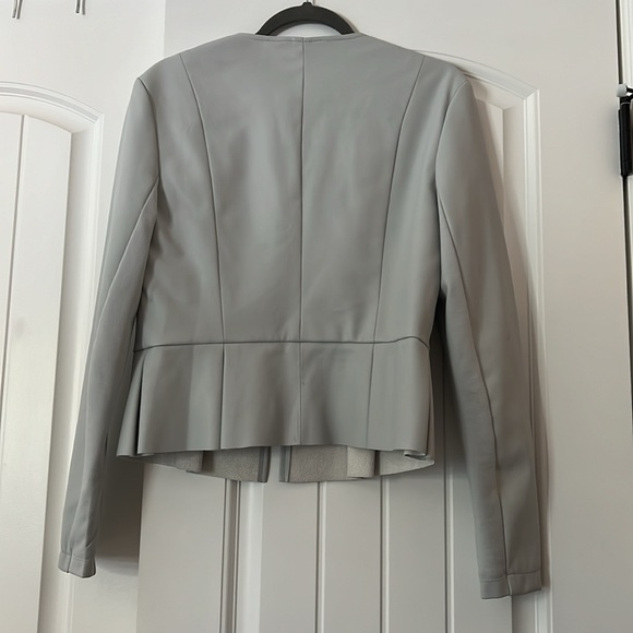 Express Vegan Leather Peplum Jacket Soft Dove Grey Size Medium - Picture 5 of 7